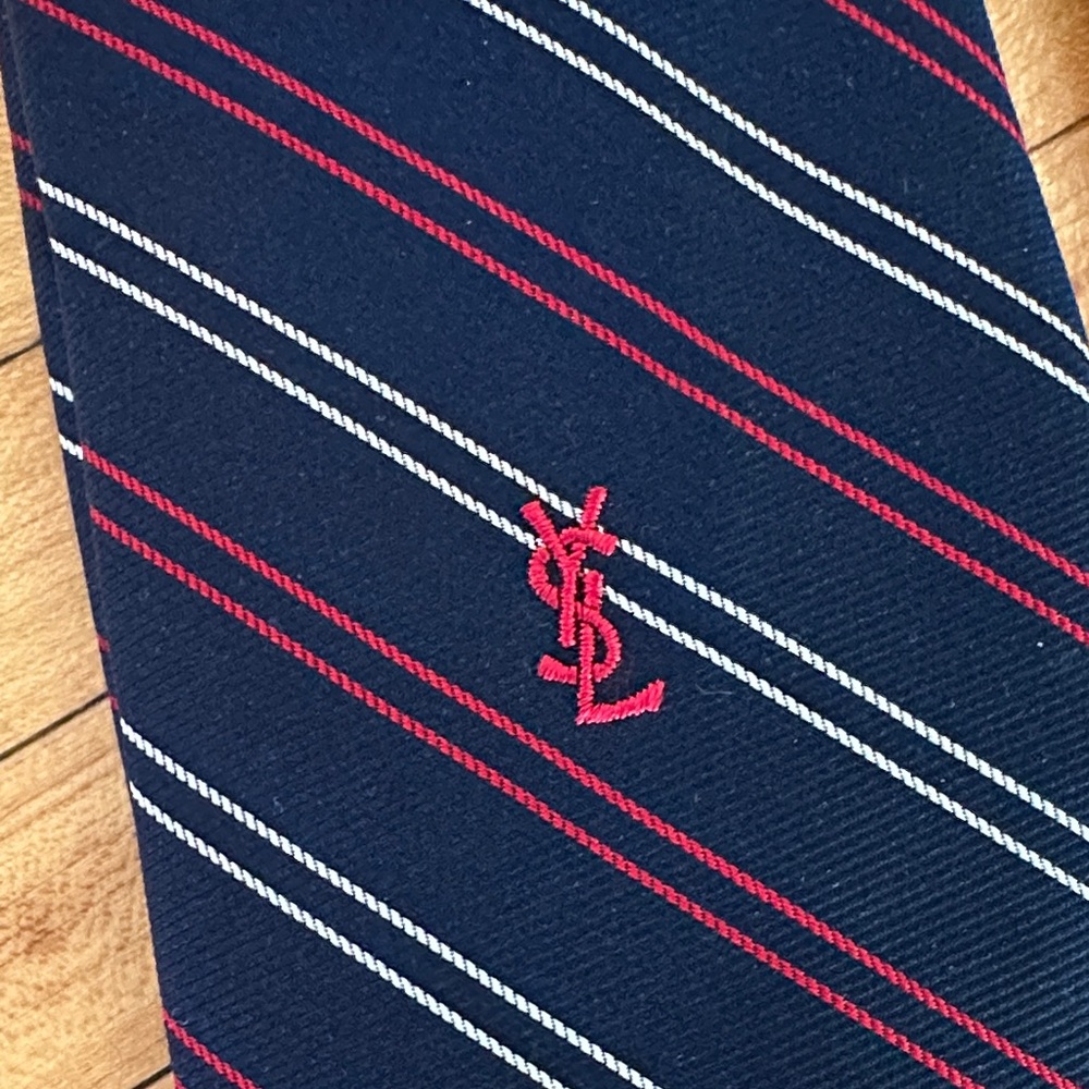 Vintage Couture Navy and Red Striped Ties - Picture 2 of 5